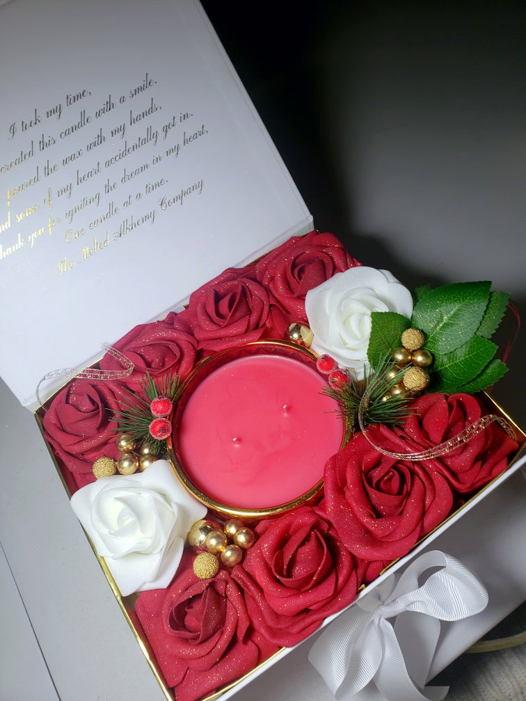 "Classique" Red/White Floral Candle Arrangement