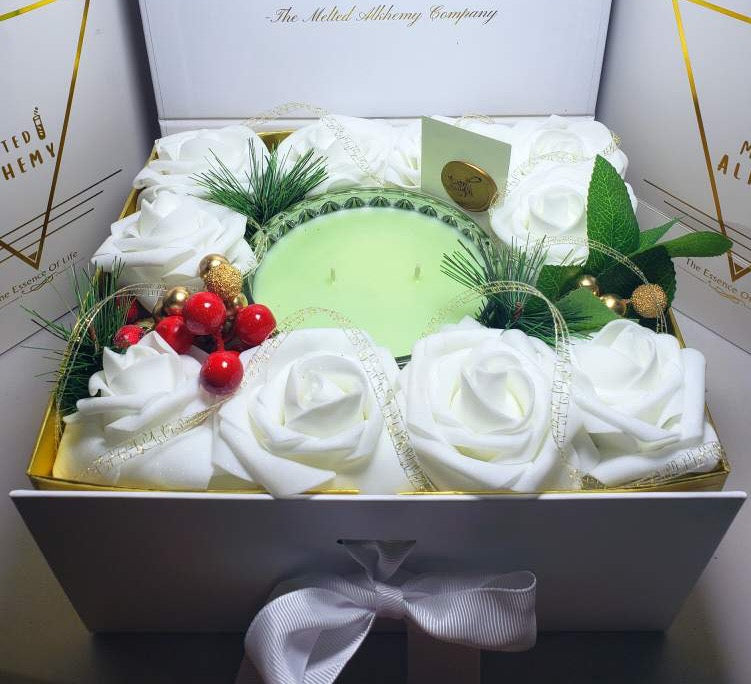 "Marshmallow Cloud" Floral Candle Arrangement